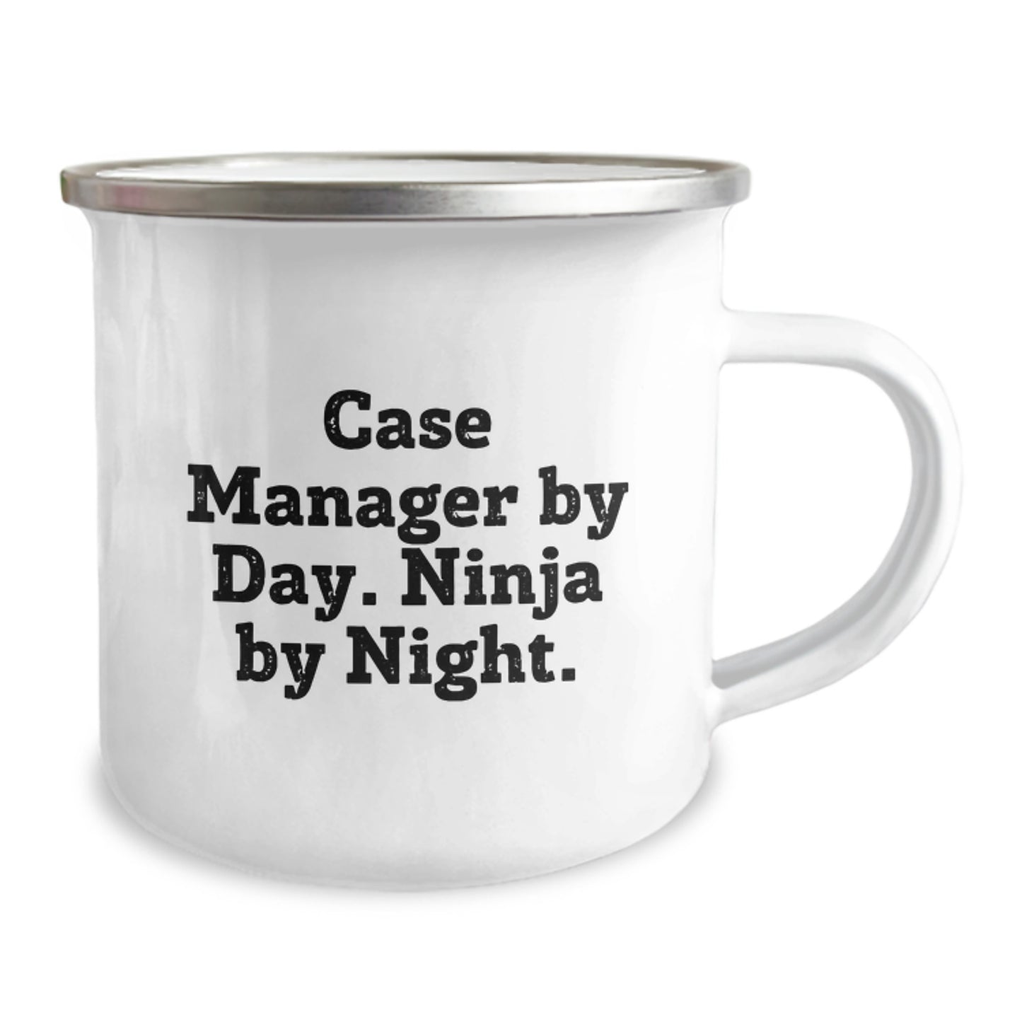 Funny Case Manager Gifts from Family for Graduation Unique Celebration - 'Case Manager By Day. Ninja By Night.' Camping Mug - Image 2