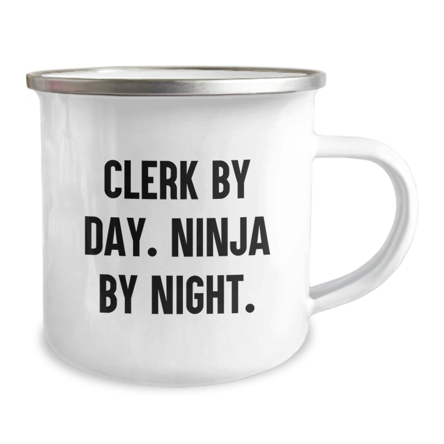 Clerk By Day Funny Birthday Unique Gifts from Friends for Men Camping Mug - Ninja By Night - Image 2
