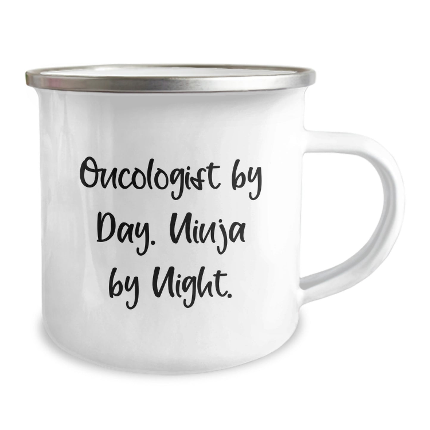 Funny Oncologist Gifts Camping Mug for Men, Gifts from Friends, 'Oncologist By Day. Ninja By Night.' - Image 2