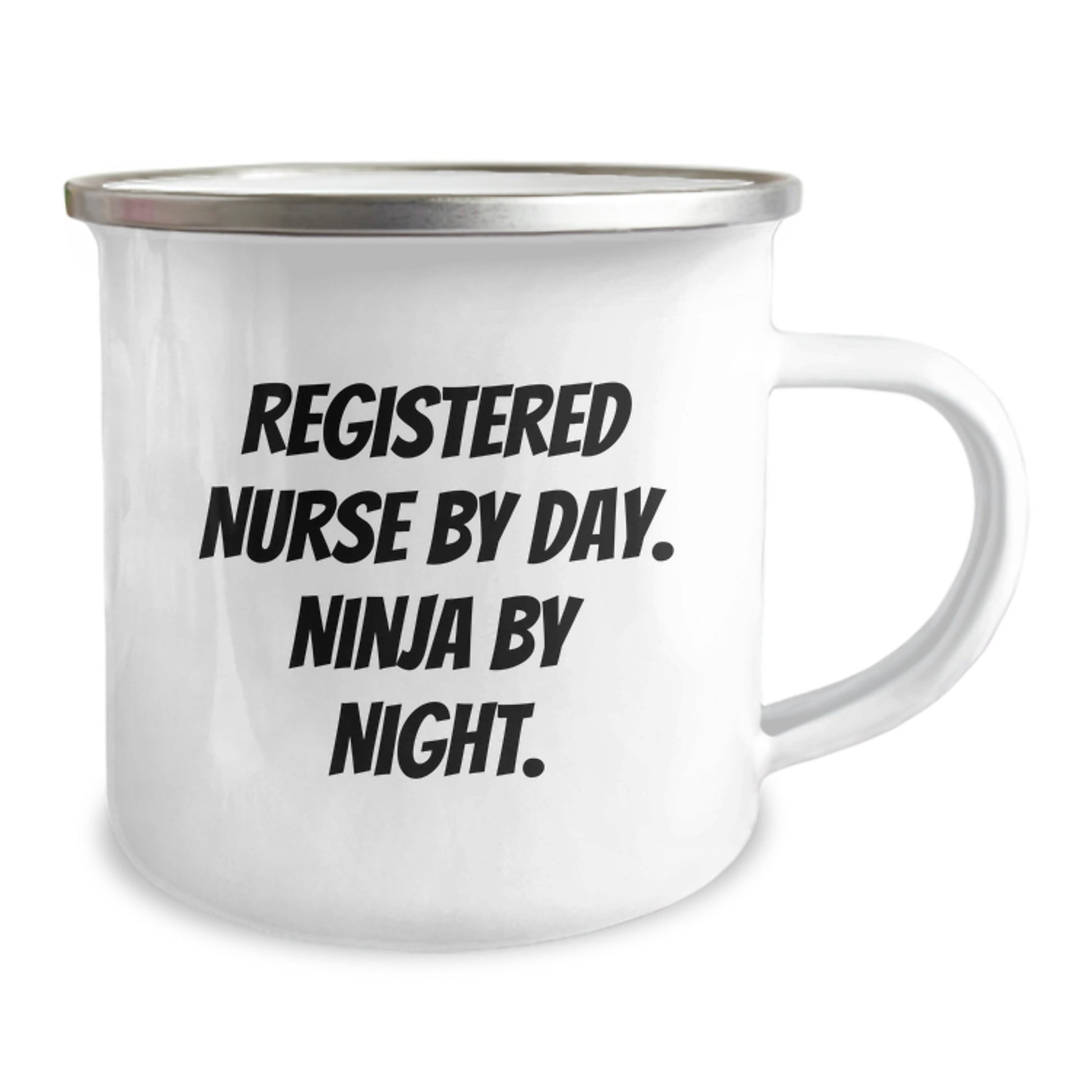 Unique Registered Nurse Gifts from Friends - 'Registered Nurse By Day. Ninja By Night.' Funny Birthday Camping Mug - Image 2