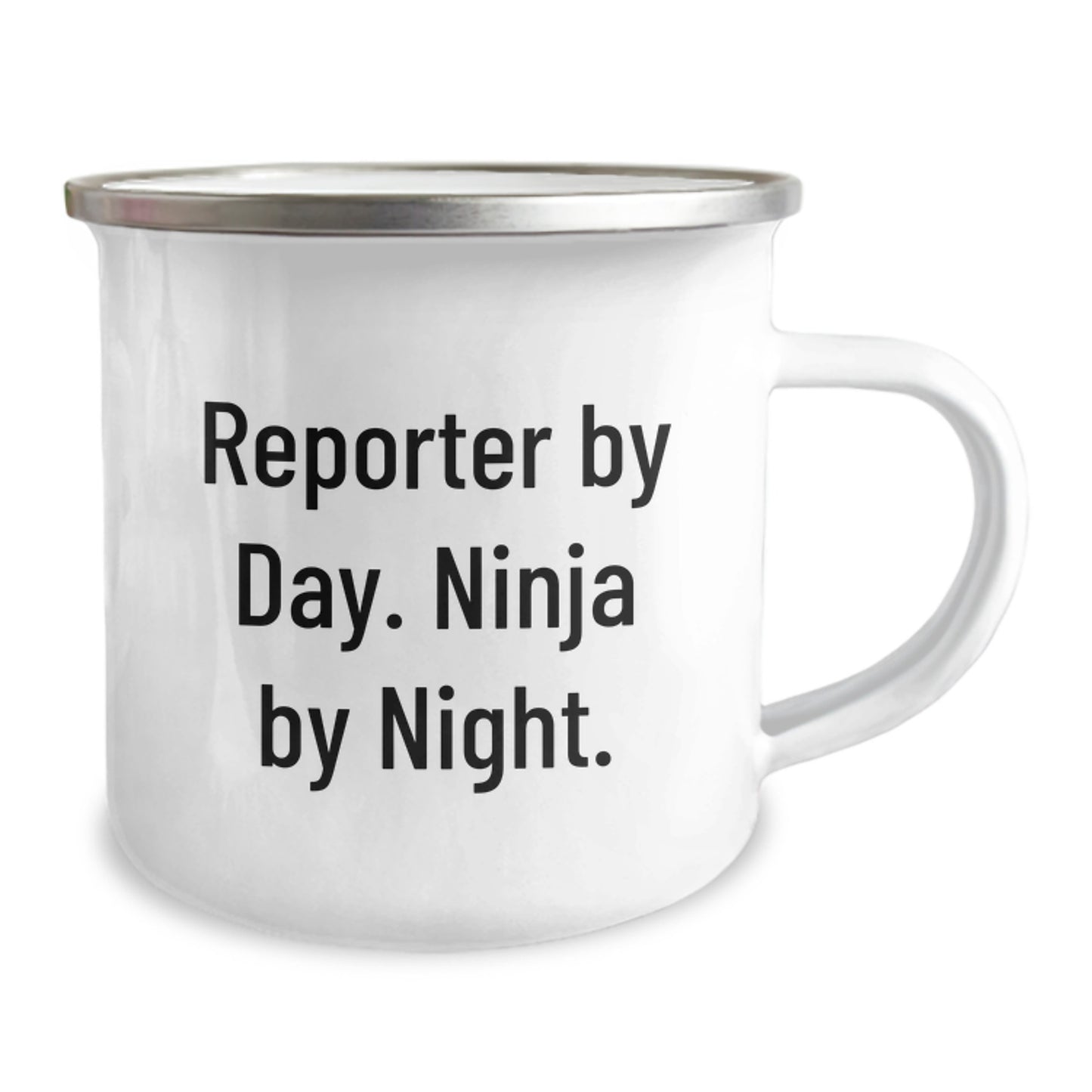 Cute Reporter Gifts, Birthday Unique Gifts for Reporter By Day Ninja By Night, 12 oz Stainless Steel Camping Mug - Image 2