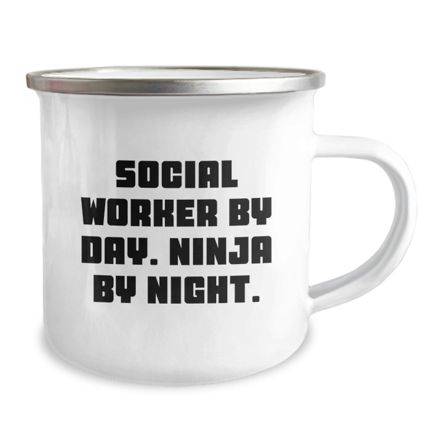 Social Worker Gifts from Friends for Graduation Unique Occasions - Funny Ninja Camping Mug - Image 2