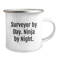 Load image into Gallery viewer, Funny Surveyor Gifts from Friends for Surveyor Men Camping Mug - 'Surveyor By Day. Ninja By Night.' - Image 2
