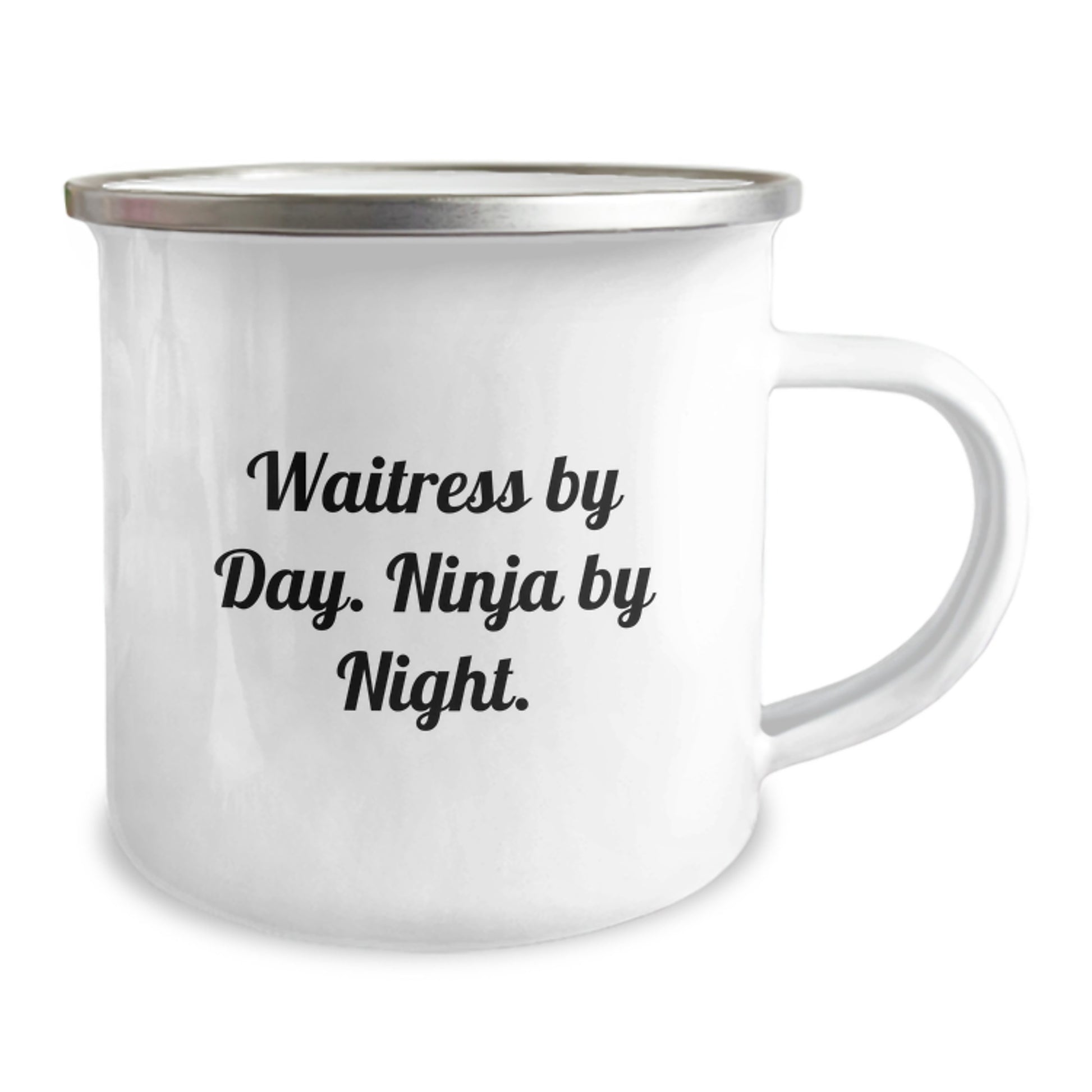 Funny Waitress Gifts for Her, Graduation Unique Gifts from Friends to Waitress, Stainless Steel Camping Mug - 'Waitress By Day. Ninja By Night.'  - Image 2