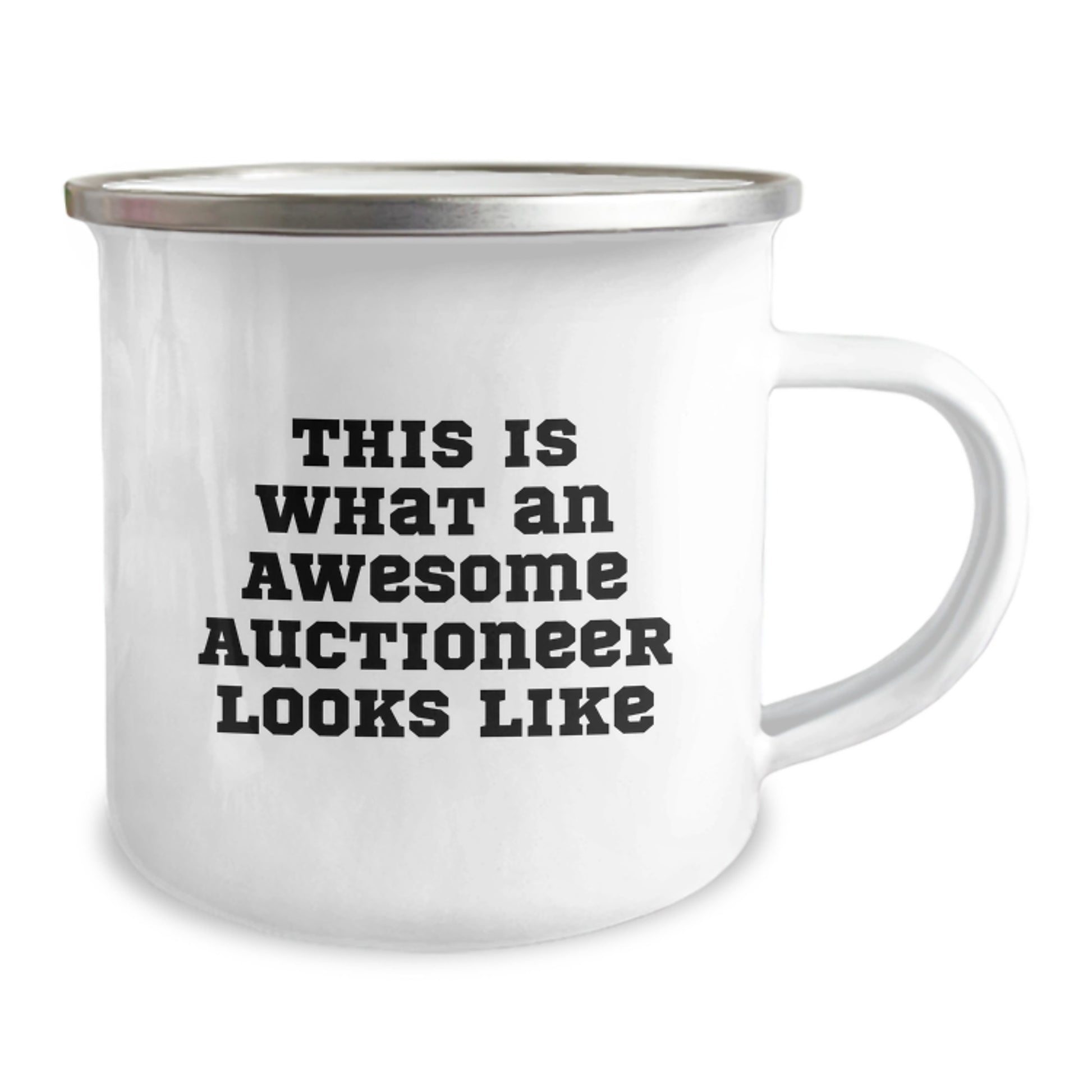 Gifts from Friends for Awesome Auctioneer Birthday Unique Camping Mug, This Is What An Awesome Auctioneer Looks Like Funny Inspirational Quote, 12 oz Stainless Steel with Enamel Finish - Image 2