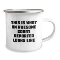 Load image into Gallery viewer, Funny Court Reporter Gifts, This Is What An Awesome Court Reporter Looks Like - Valentine's Unique Gifts from Friends to Court Reporters, 12 oz Stainless Steel Camping Mug - Image 2
