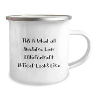 Load image into Gallery viewer, Funny Law Enforcement Officer Gifts from Family for Christmas Unique Camping Mug - This Is What An Awesome Law Enforcement Officer Looks Like, Men&#39;s Office Mug, Stainless Steel with Enamel Finish - Image 2
