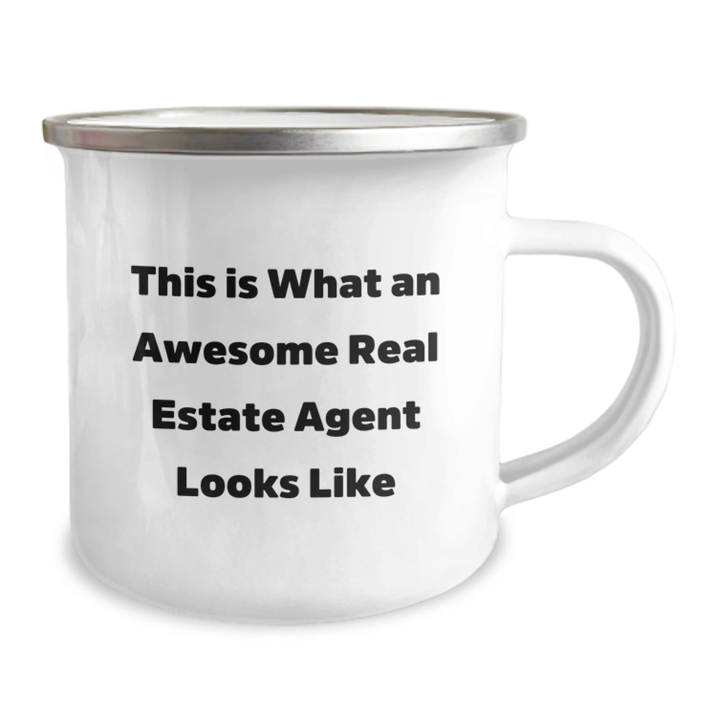 Funny Real Estate Agent Gifts from Friends, This Is What An Awesome Real Estate Agent Looks Like, 12 oz Stainless Steel Camping Mug - Image 2