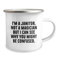 Load image into Gallery viewer, Funny Janitor Gifts for Janitor Men from Friends on Valentine's Unique Camping Mug - Image 2
