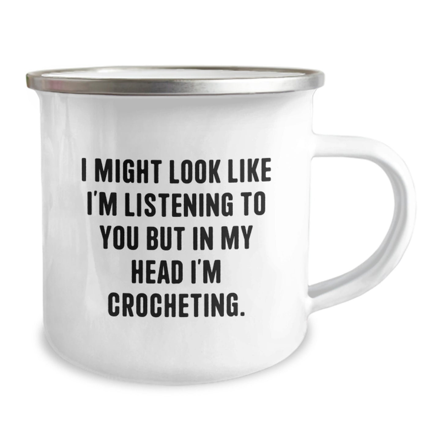 Crocheting Keepsake Camping Mug for Him – Birthday Gift Enamel Finish - Image 2