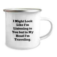Load image into Gallery viewer, Traveling Funny Quote Gifts from Husband to Wife - Valentine's Unique Camping Mug, Stainless Steel with Enamel Finish, Perfect for Traveling Couples - Image 2
