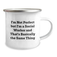 Load image into Gallery viewer, Funny Social Worker Gifts from Men, Valentine's Unique Social Worker Mugs with I'm Not Perfect But I'm A Social Worker And That's Basically The Same Thing, Perfect Camping Mug - Image 2
