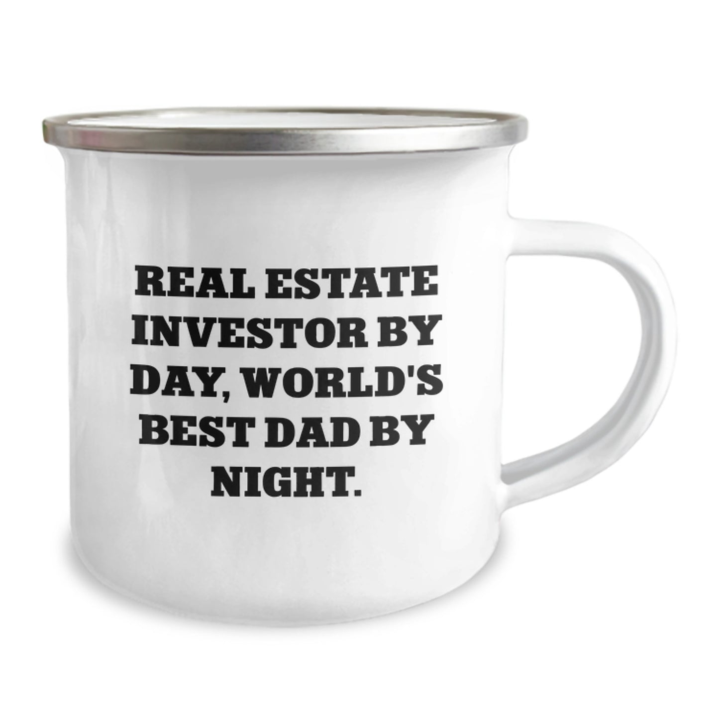 Real Estate Investor Camping Mug, Funny Graduation Gifts from Friends, Family or Coworkers to Men, Unique Mugs for Real Estate Investors, 'Real Estate Investor By Day, World's Best Dad By Night.' - Image 2