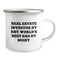 Load image into Gallery viewer, Real Estate Investor Camping Mug, Funny Graduation Gifts from Friends, Family or Coworkers to Men, Unique Mugs for Real Estate Investors, &#39;Real Estate Investor By Day, World&#39;s Best Dad By Night.&#39; - Image 2
