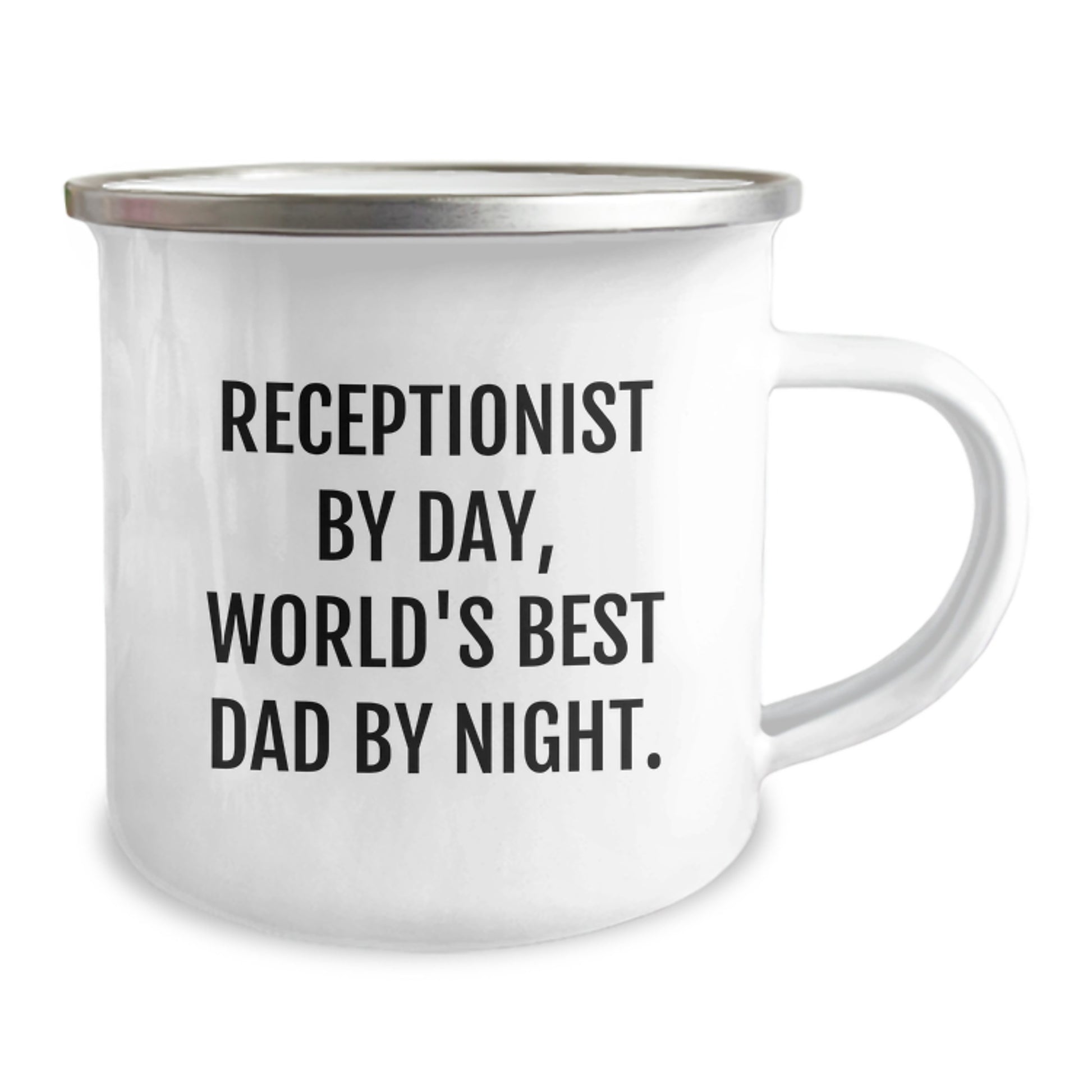 Receptionist Gifts for Graduation, Funny Camping Mug for Men from Family, 'Receptionist By Day, World's Best Dad By Night.' - Image 2