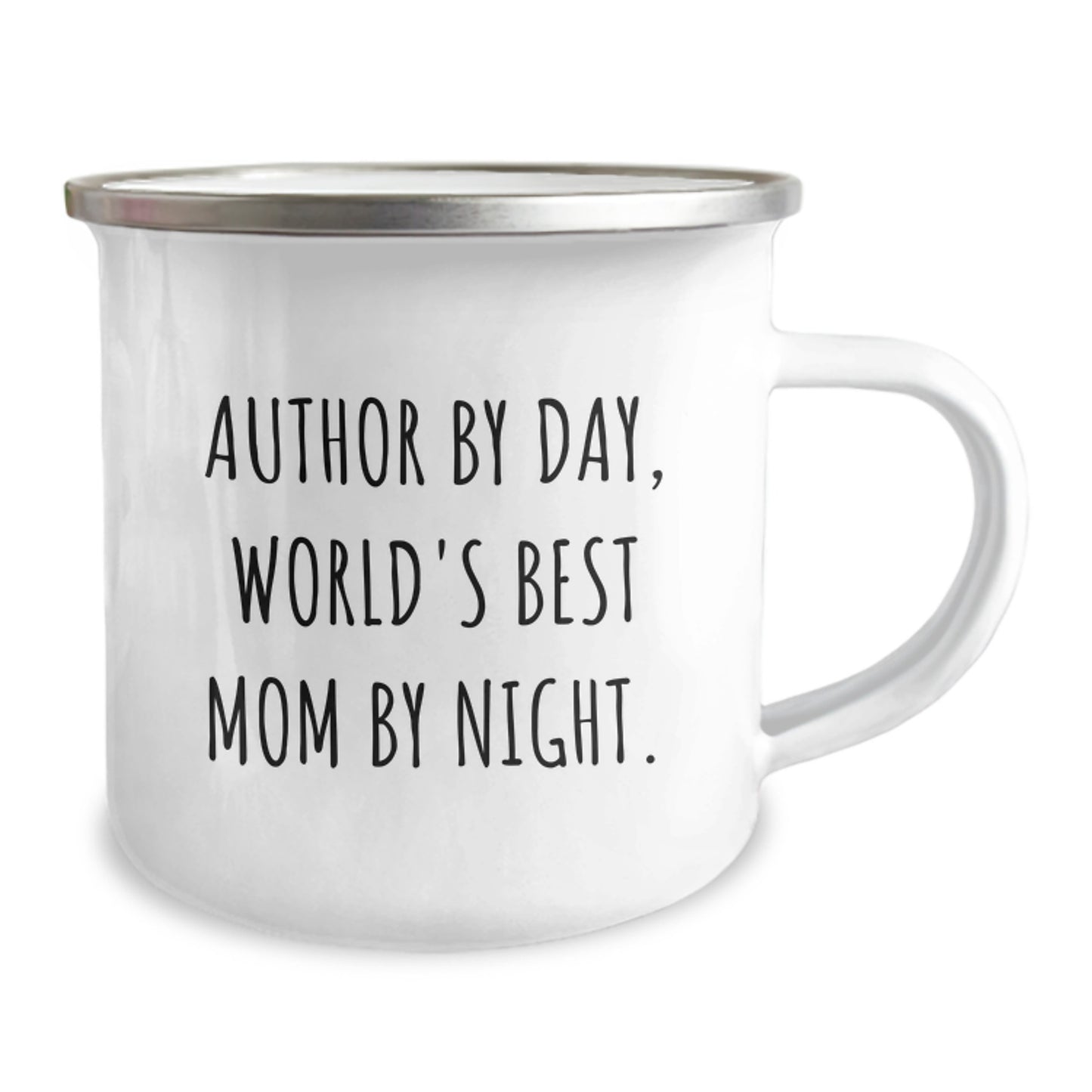 Funny Author Gifts from Mom - Valentine's Unique Gifts for Author, Author By Day World's Best Mom By Night Stainless Steel Camping Mugs - Image 2