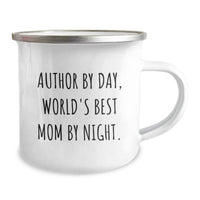 Load image into Gallery viewer, Funny Author Gifts from Mom - Valentine's Unique Gifts for Author, Author By Day World's Best Mom By Night Stainless Steel Camping Mugs - Image 2
