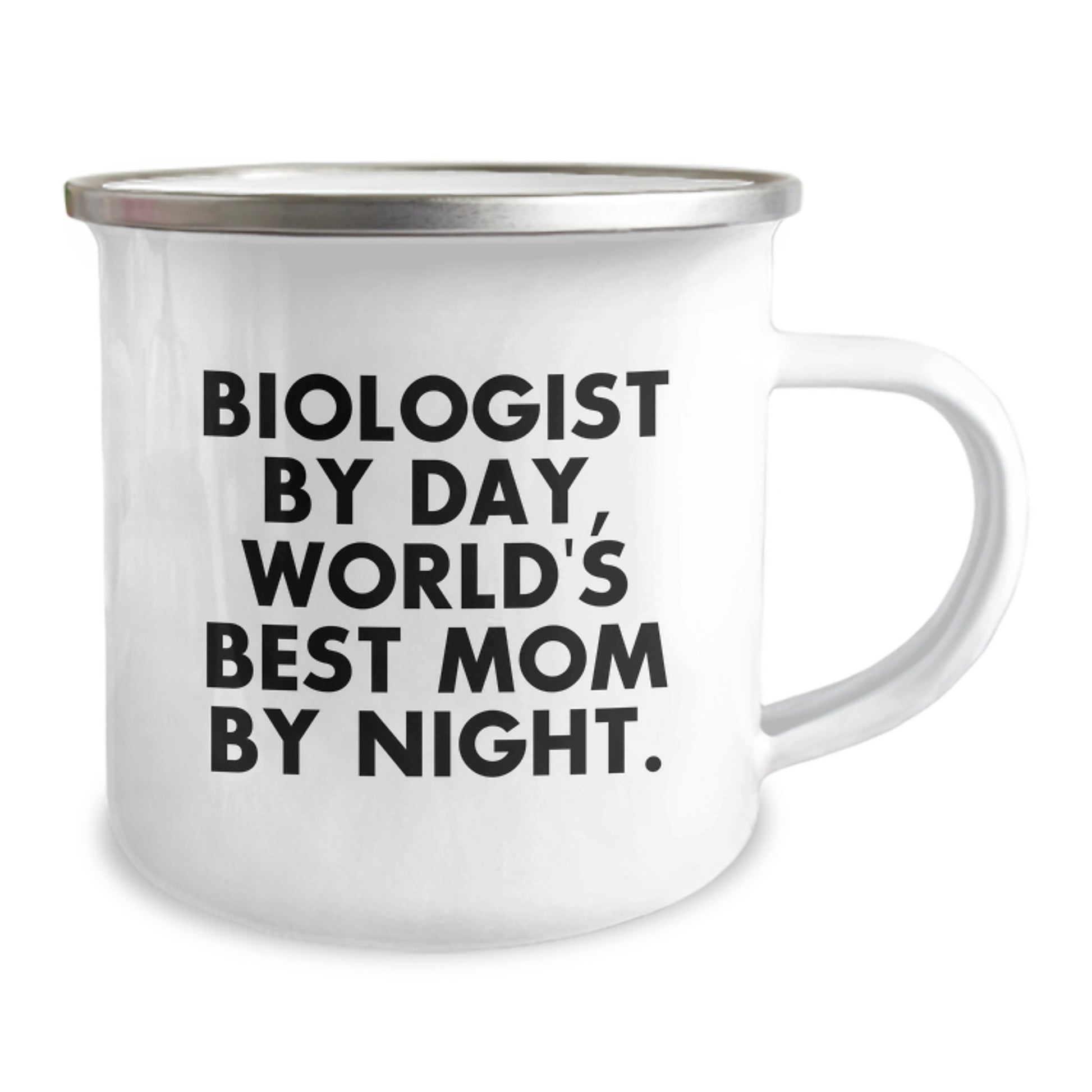 Funny Biologist Gifts for Valentine's - 'Biologist By Day, World's Best Mom By Night' Camping Mug for Biologist Enthusiasts, Stainless Steel with Enamel Finish, 12 oz Capacity - Image 2