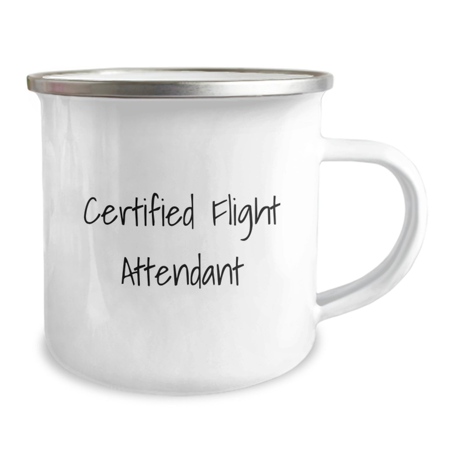 Funny Flight Attendant Gifts from Family, Unique Camping Mug for Graduation, 'Certified Flight Attendant' Quote, 12 oz Stainless Steel with Enamel Finish - Image 2