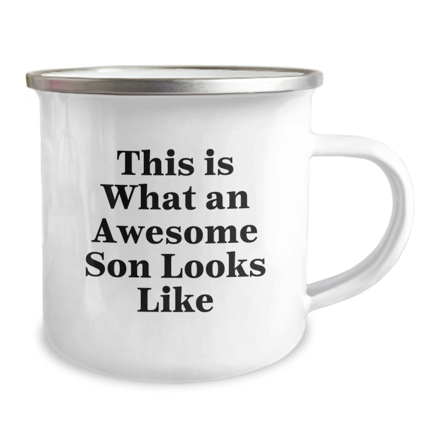 Funny Son Gifts from Mom for Men, Unique Camping Mug for Graduation, This Is What an Awesome Son Looks Like, 12 oz Stainless Steel Enamel Finish - Image 2