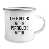 Load image into Gallery viewer, Funny Portuguese Water Dog Gifts for Men from Friends - Life Is Better With A Portuguese Water - 12 oz Camping Mug for Graduation - Image 2
