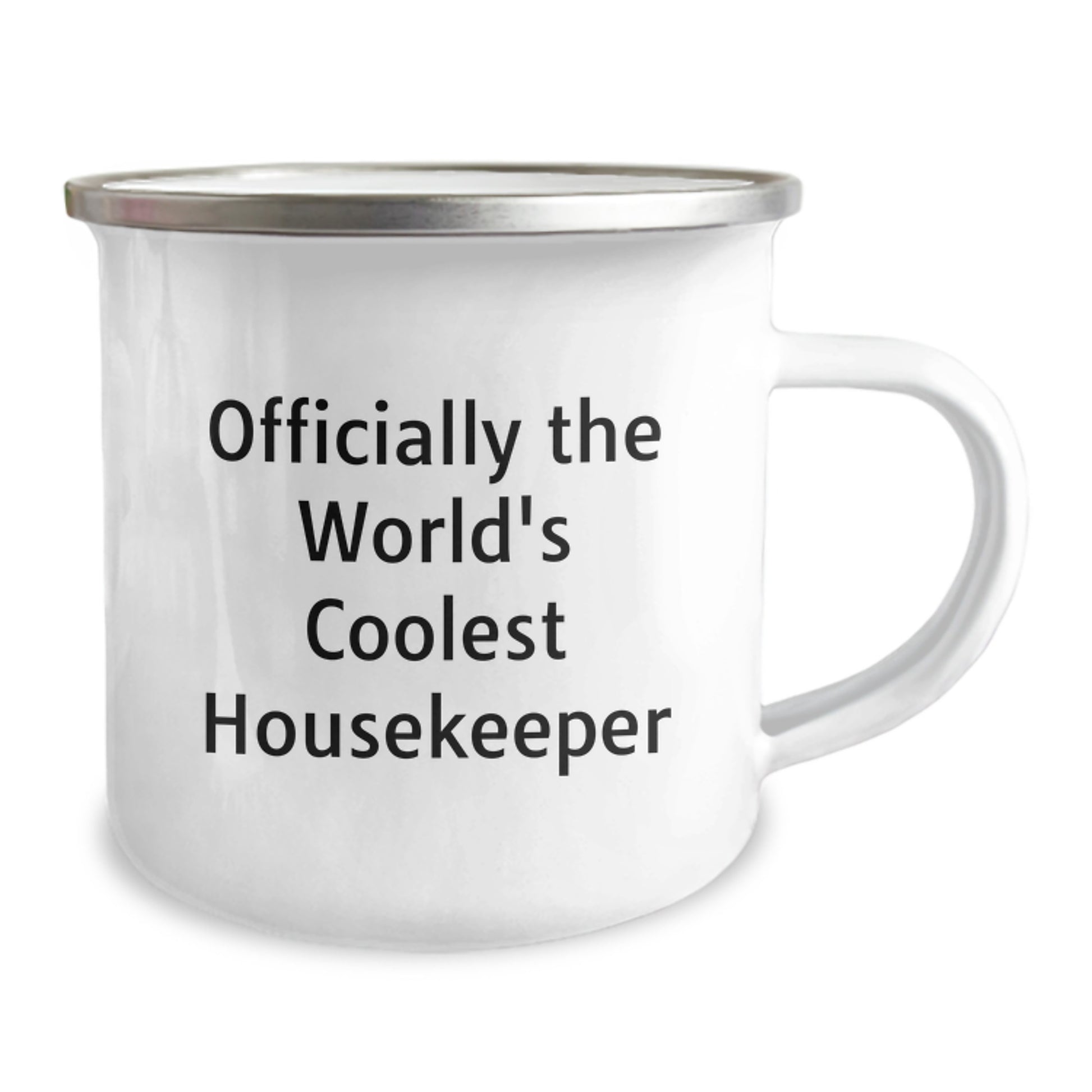 Funny Housekeeper Gifts for Her - 'Officially The World's Coolest Housekeeper' Camping Mug, Stainless Steel with Enamel Finish, 12 oz Capacity, Christmas Unique Gifts from Friends and Family - Image 2