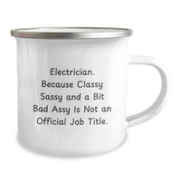 Load image into Gallery viewer, Electrician Gifts, Camping Mug, Funny Quote, Gifts from Friends for Electrician Graduation, Unique Graduation Gifts - Image 2
