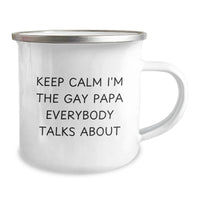 Load image into Gallery viewer, Funny Papa Gifts from Men for Christmas Unique Papa Camping Mug - &#39;Keep Calm I&#39;m The Gay Papa Everybody Talks About&#39; - Image 2
