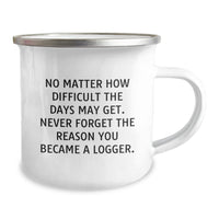 Load image into Gallery viewer, Logger Gifts from Friends - Inspirational Camping Mug, No Matter How Difficult The Days May Get. Never Forget The Reason You Became A Logger. (Gifts for Logger, Birthday Unique Gifts) - Image 2
