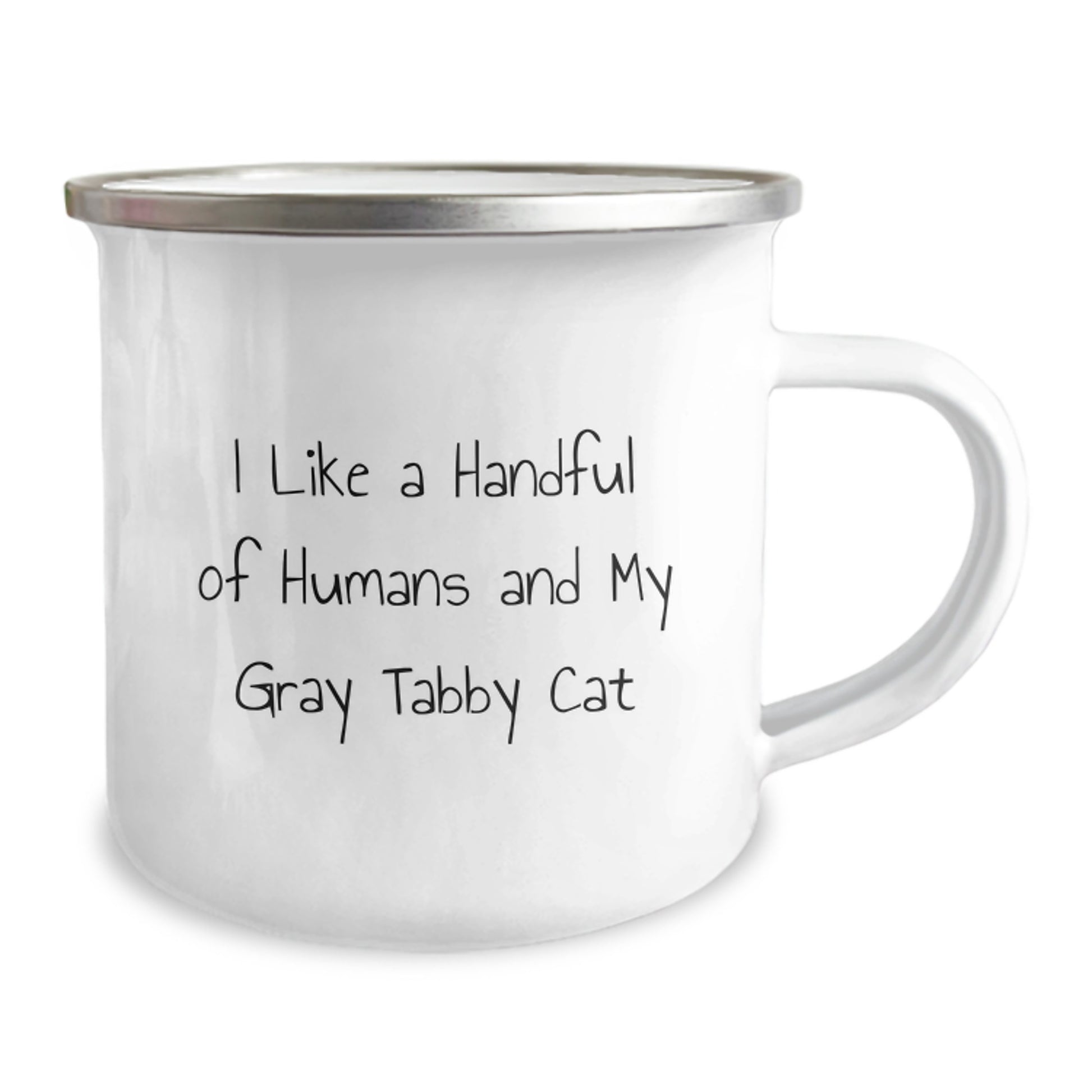 Funny Gray Tabby Cat Gifts for Mom - Camping Mug with 'I Like A Handful Of Humans And My Gray Tabby Cat' Quote, Gifts from Family - Image 2