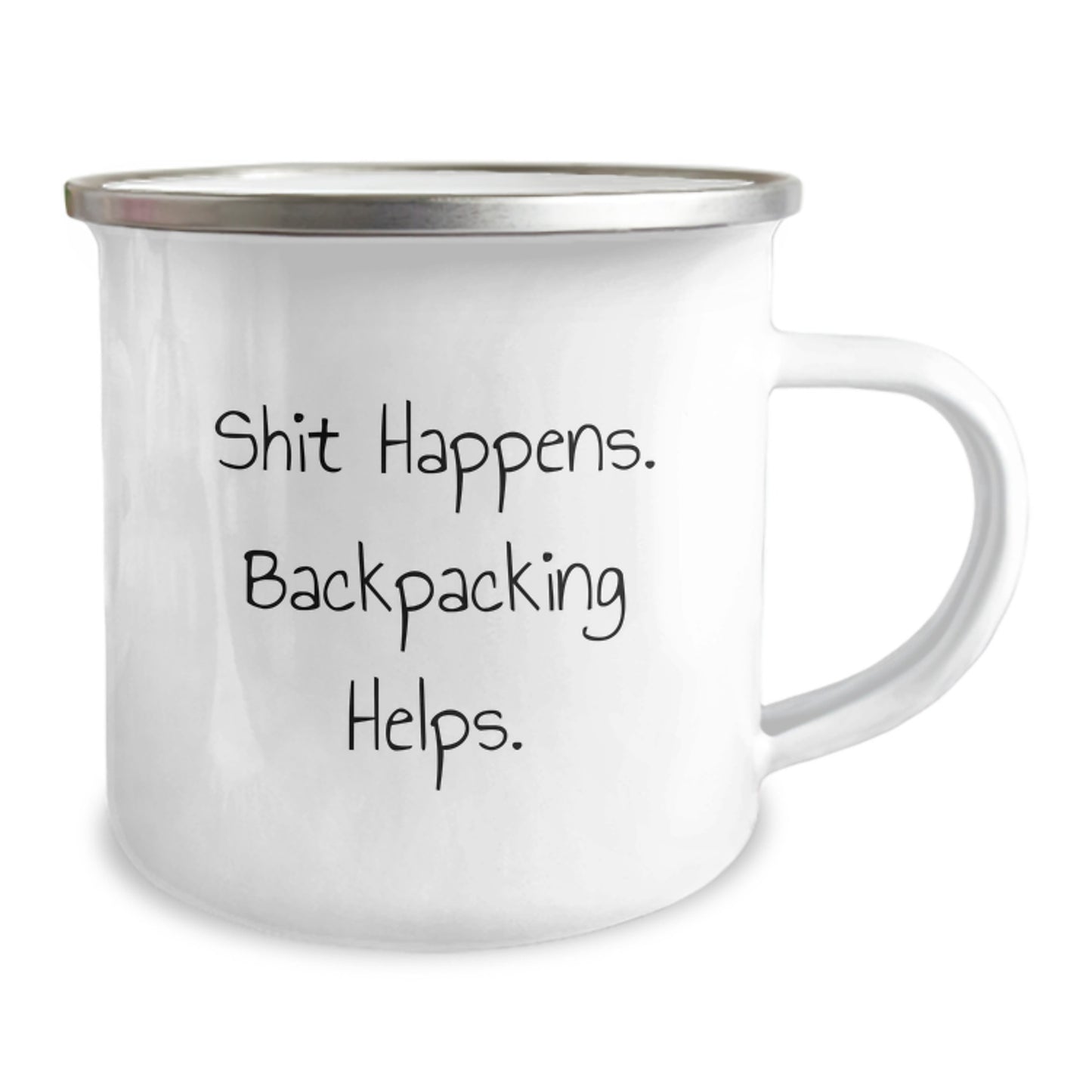 Funny Backpacking Gifts for Men - Camping Mug Shit Happens. Backpacking Helps. Graduation Unique - Image 2