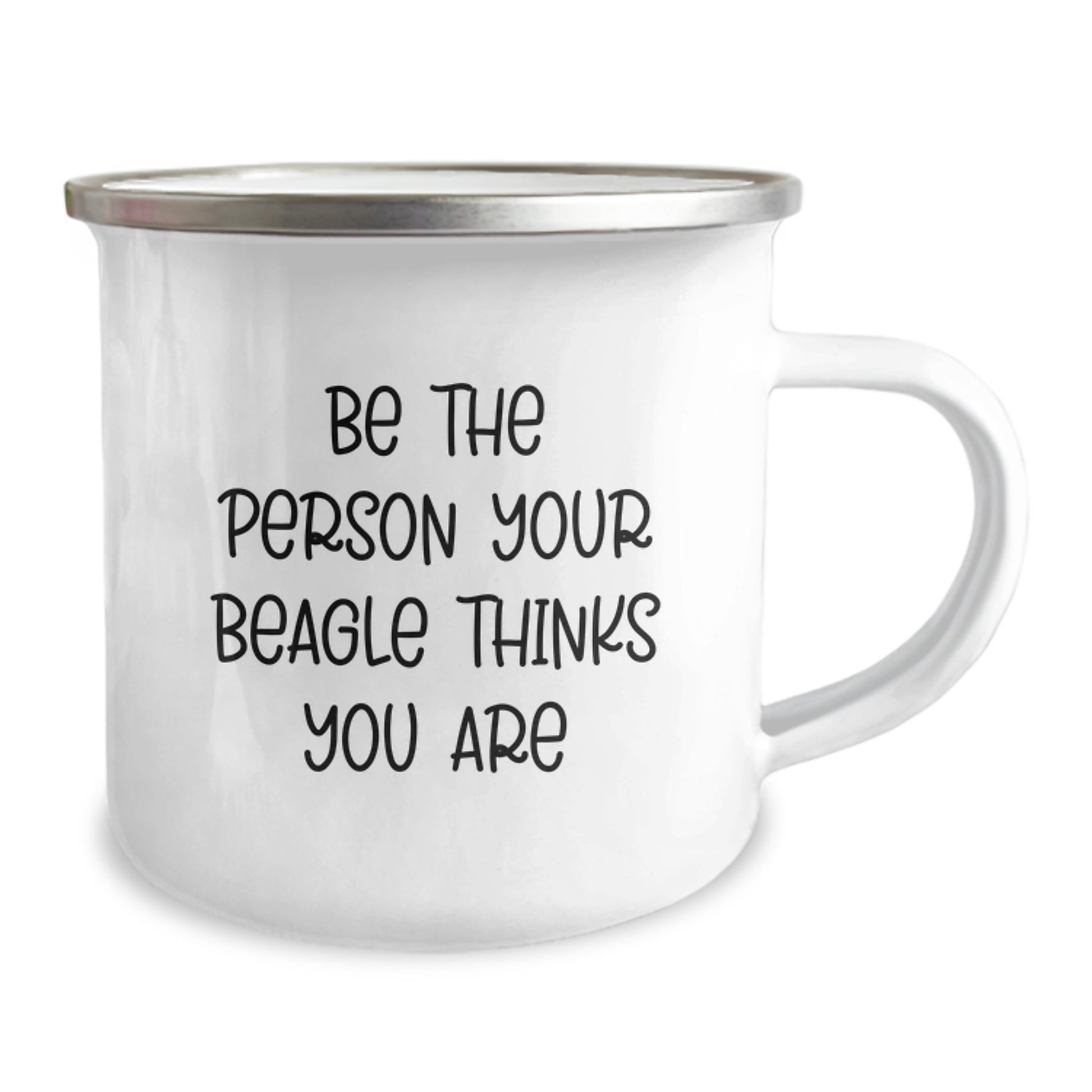 Funny Beagle Dog Gifts from Friends for Birthday Unique Camping Mug - Be The Person Your Beagle Thinks You Are, Inspire with Enamel Finish - Image 2