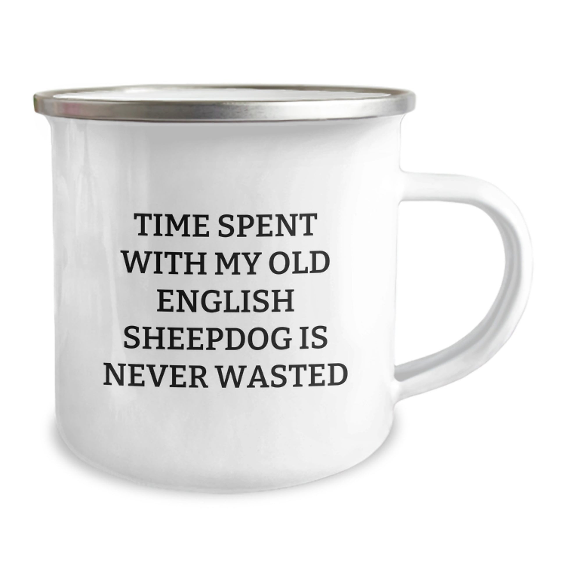 Funny Old English SheepDog Lover Gifts from Friends for Birthday - Camping Mug Time Spent with Old English SheepDog Is Never Wasted, Unique Gifts for Old English SheepDog Owners, Men, Women, Family - Image 2
