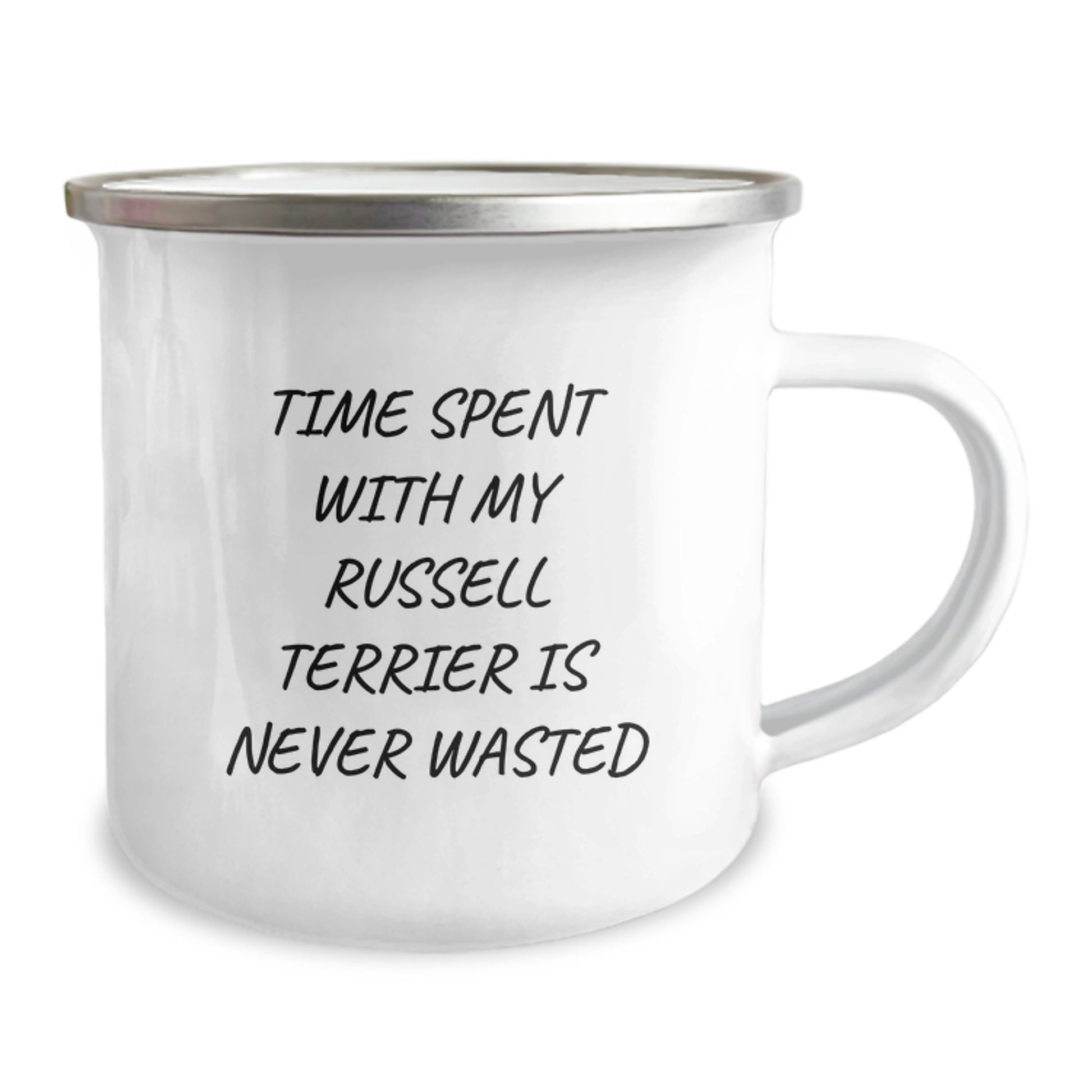 Funny Russell Terrier Dog Gifts, Camping Mug for Men, Gifts from Friends and Family, Quote: 'Time Spent With My Russell Terrier Is Never Wasted' Birthday Unique Gifts for Russell Terrier Dog Lovers - Image 2