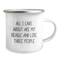 Load image into Gallery viewer, Beagle Dog Lovers&#39; Birthday Unique Gift, Camping Mugs for Friends and Family, Funny Quote, 12 oz Stainless Steel with Enamel Finish, Gifts from Men, Women, Coworkers, Family - Image 2
