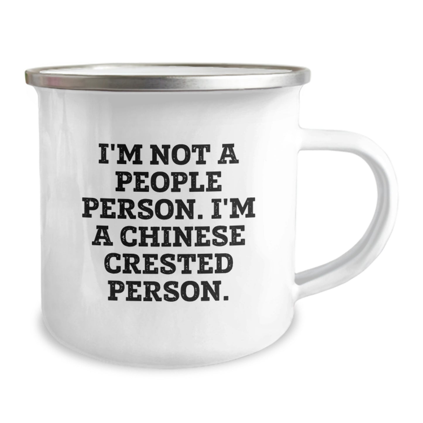 Funny Chinese Crested Dog Gifts from Men for Birthday Unique Presents - 'I'm Not A People Person. I'm A Chinese Crested Person.' Camping Mug - Image 2