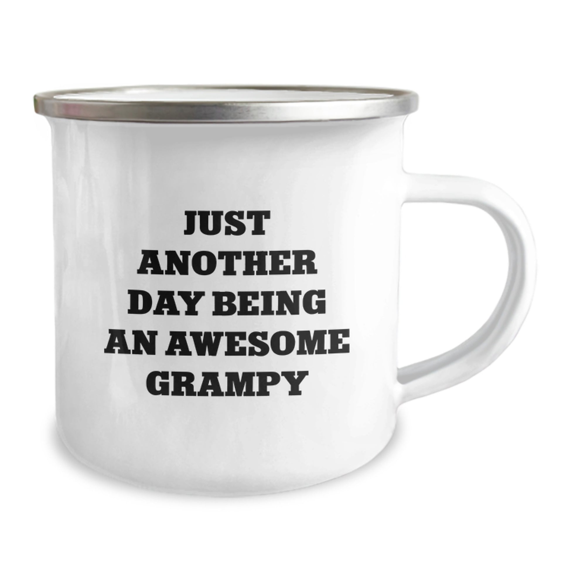 Funny Grampy Gifts for Men - Just Another Day Being An Awesome Grampy Enamel Camping Mug, Gifts from Family for Grampy's Graduation - Image 2
