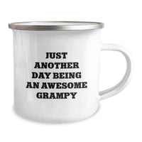 Load image into Gallery viewer, Funny Grampy Gifts for Men - Just Another Day Being An Awesome Grampy Enamel Camping Mug, Gifts from Family for Grampy&#39;s Graduation - Image 2
