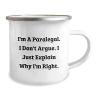 Load image into Gallery viewer, Funny Paralegal Gifts: Inspirational Quote on Camping Mug, Gifts from Friends to Paralegal Graduates, 12 oz Stainless Steel with Enamel Finish - Image 2

