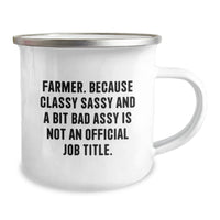 Load image into Gallery viewer, Funny Farmer Gifts from Friends for Men, Unique Camping Mug with &#39;Farmer. Because Classy Sassy And A Bit Fearlessy Is Not An Official Job Title.&#39; Quote, Perfect for Graduation - Image 2
