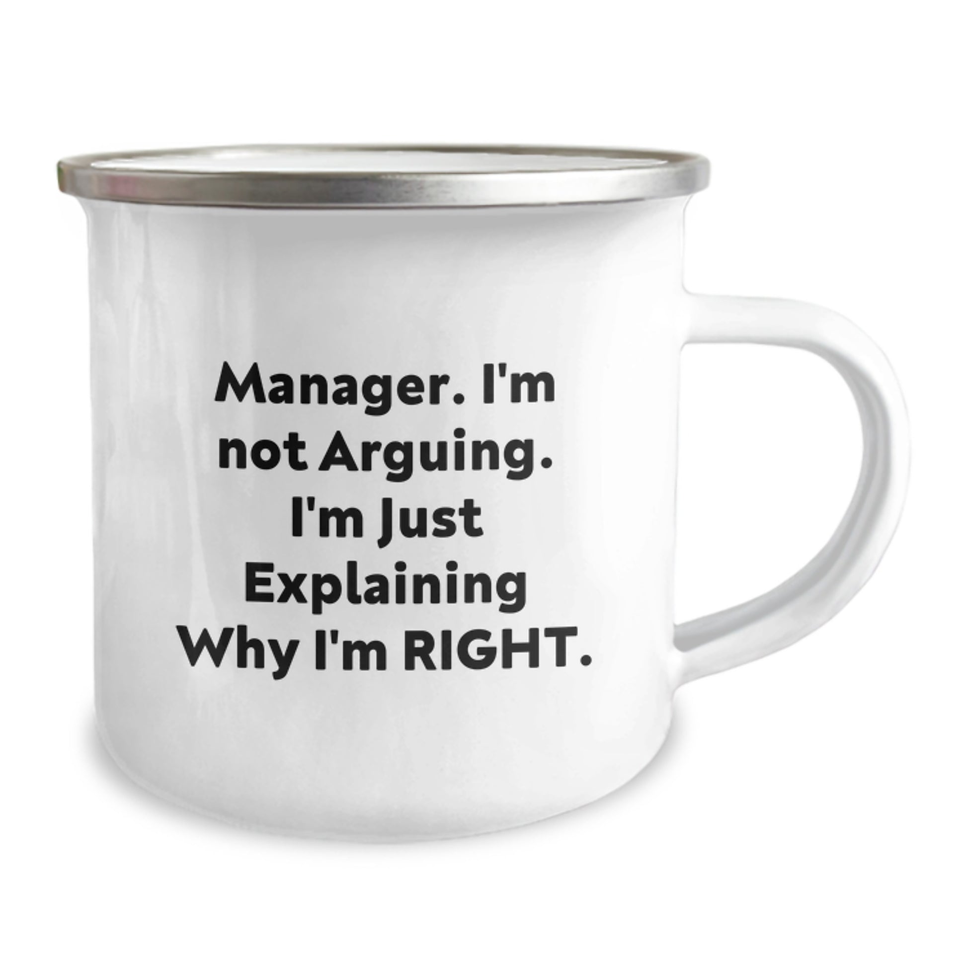 Gifts from Friends for Manager - Funny Quote Camping Mug, 12 oz Stainless Steel with Enamel Finish - Perfect Graduation Gift for Men - Image 2