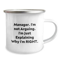 Load image into Gallery viewer, Gifts from Friends for Manager - Funny Quote Camping Mug, 12 oz Stainless Steel with Enamel Finish - Perfect Graduation Gift for Men - Image 2
