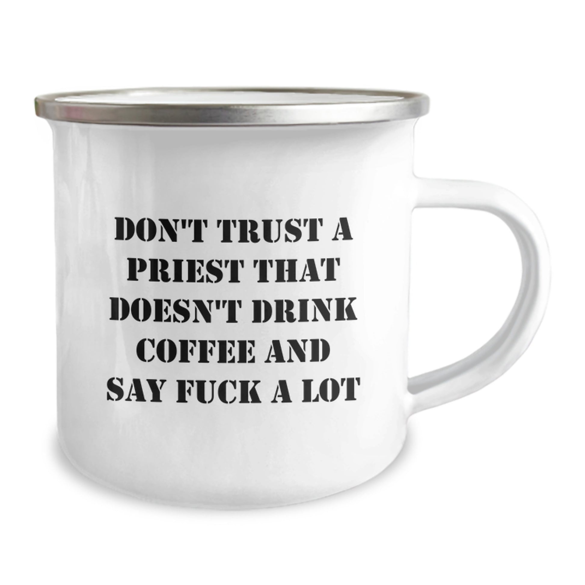 Funny Priest Gifts, Gifts from Friends, Priest Camping Mug, 'Don't Trust A Priest' Birthday Unique Gifts - Image 2