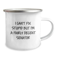Load image into Gallery viewer, Funny Senator Gifts from Friends for Senator Men - I Can&#39;t Fix Stupid But I&#39;m A Fairly Decent Senator, Senator Christmas Unique Gifts, Camping Mug for Senator, Senator - Image 2
