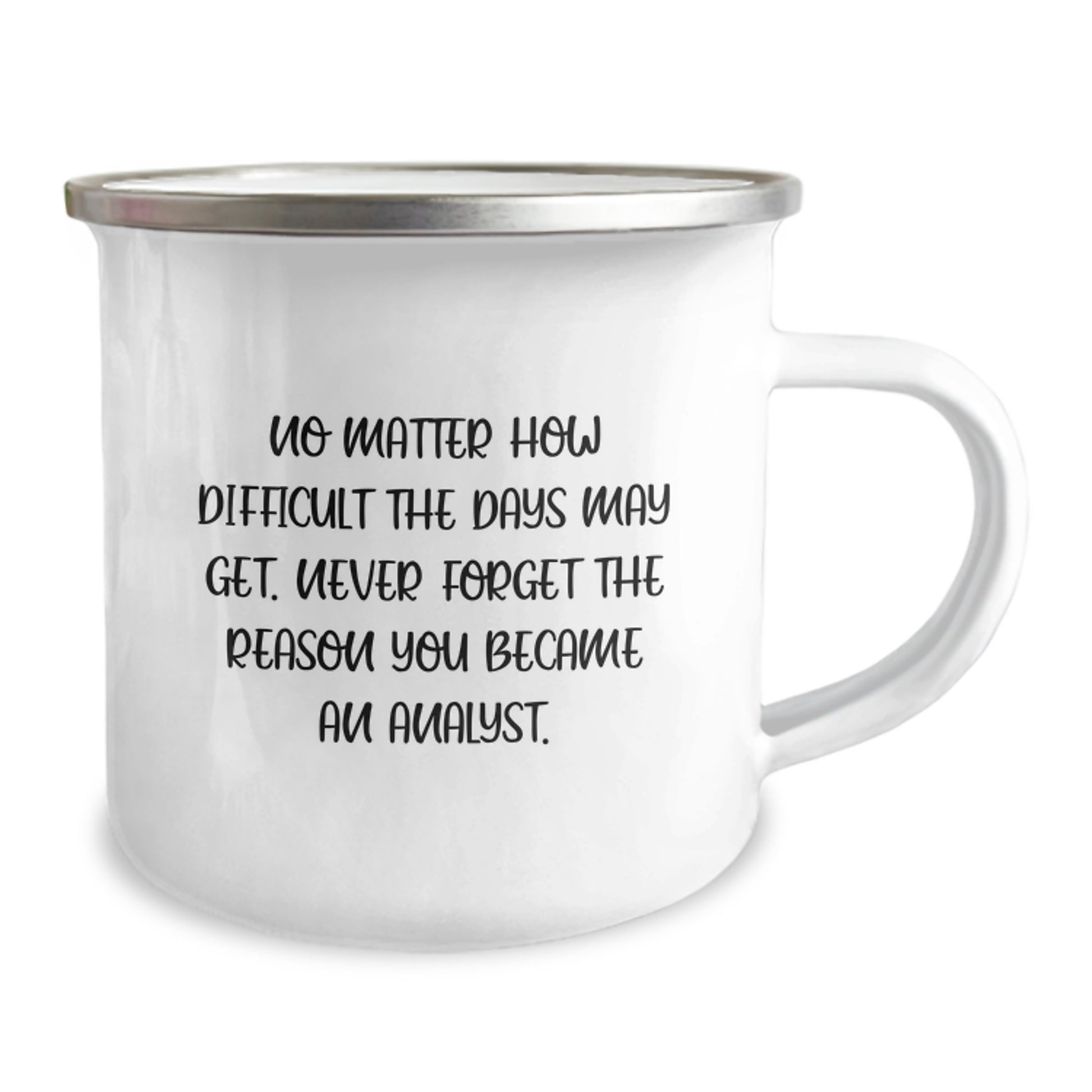 Inspirational Analyst Gifts from Friends for Graduation - Camping Mug, 'No Matter How Difficult The Days May Get. Never Forget The Reason You Became An Analyst.' - Image 2