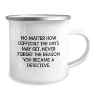 Load image into Gallery viewer, Detective Gifts from Friends - Inspirational Camping Mug for Birthday, No Matter How Difficult The Days May Get. - Gifts for Detective - Image 2
