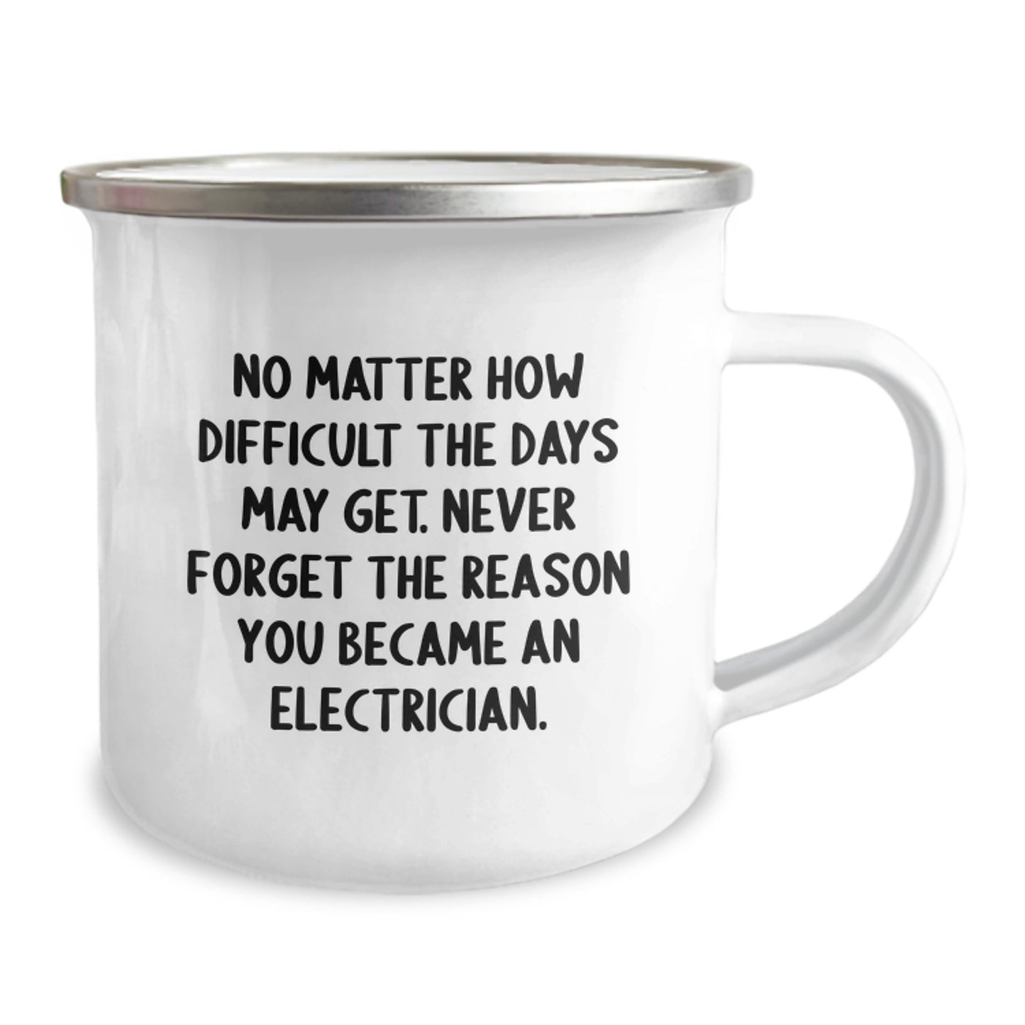 Inspiring Electrician Gifts, Funny Camping Mug for Birthday, 'No Matter How Difficult The Days May Get. Never Forget The Reason You Became An Electrician.' - Gifts from Family to Electrician - Image 2