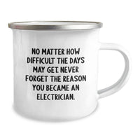 Load image into Gallery viewer, Inspiring Electrician Gifts, Funny Camping Mug for Birthday, &#39;No Matter How Difficult The Days May Get. Never Forget The Reason You Became An Electrician.&#39; - Gifts from Family to Electrician - Image 2
