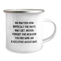 Load image into Gallery viewer, Funny Inspirational Gifts from Executive Assistant Friends for Men Women Coworkers Family - Executive Assistant Quote Camping Mug 12 oz Stainless Steel Enamel - Image 2
