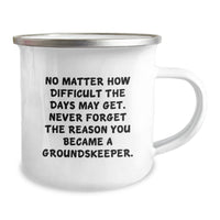 Load image into Gallery viewer, groundskeeper Inspiration Gifts from Friends, Funny Quote Mug for Birthday groundskeeper Men, Women, Coworkers, Family - 12 oz Stainless Steel Camping Mug - Image 2
